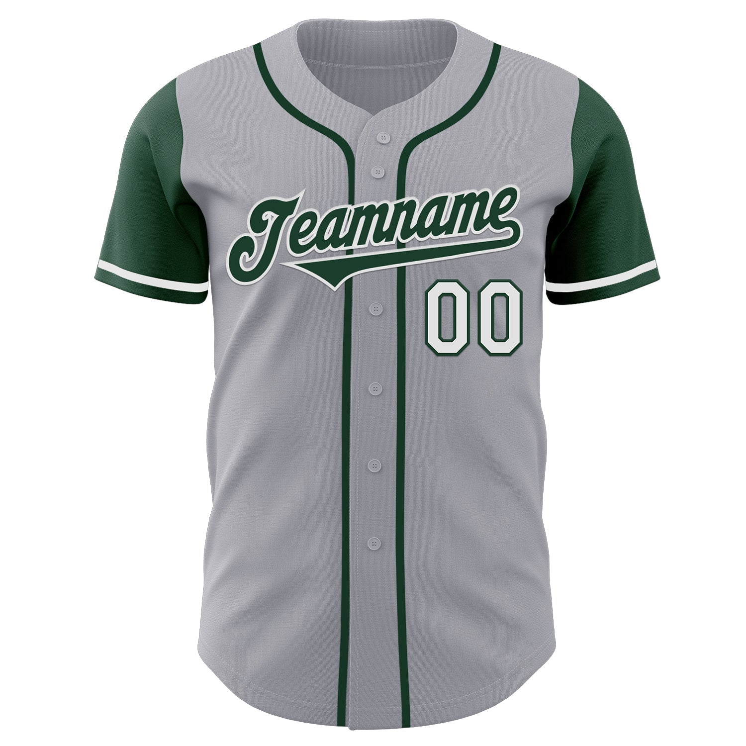 Custom Gray Green-White Authentic Two Tone Baseball Jersey view 2