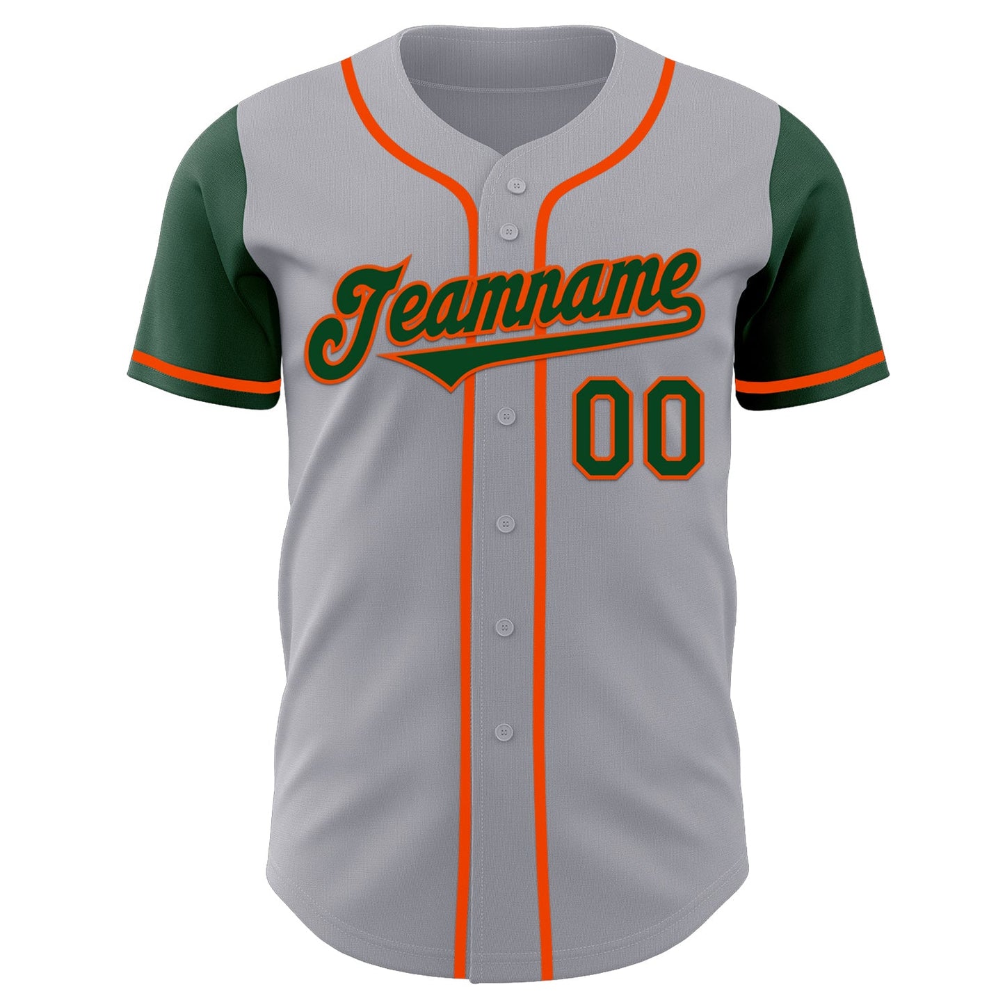 Custom Gray Green-Orange Authentic Two Tone Baseball Jersey view 2