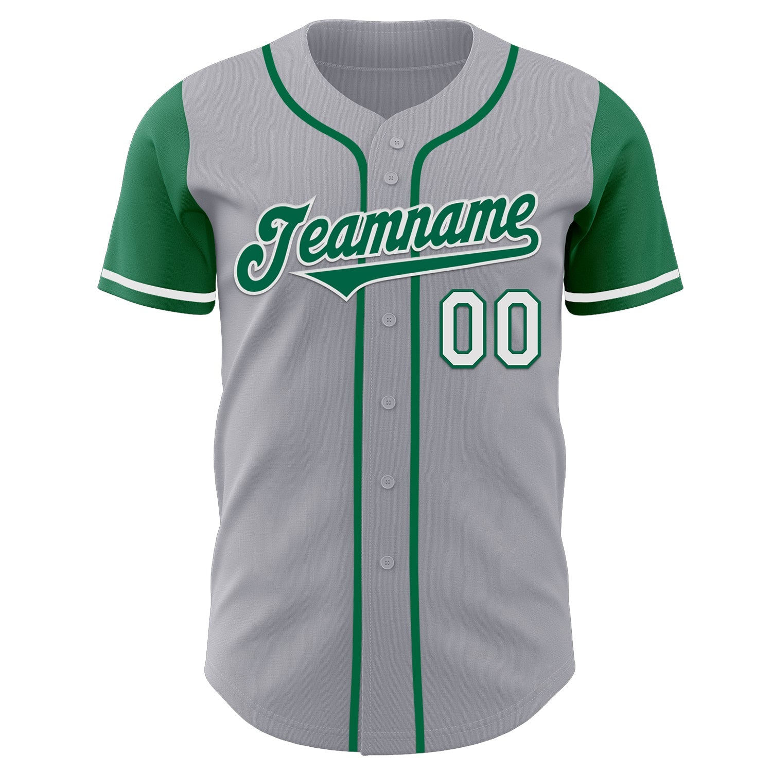 Custom Gray Kelly Green-White Authentic Two Tone Baseball Jersey view 2