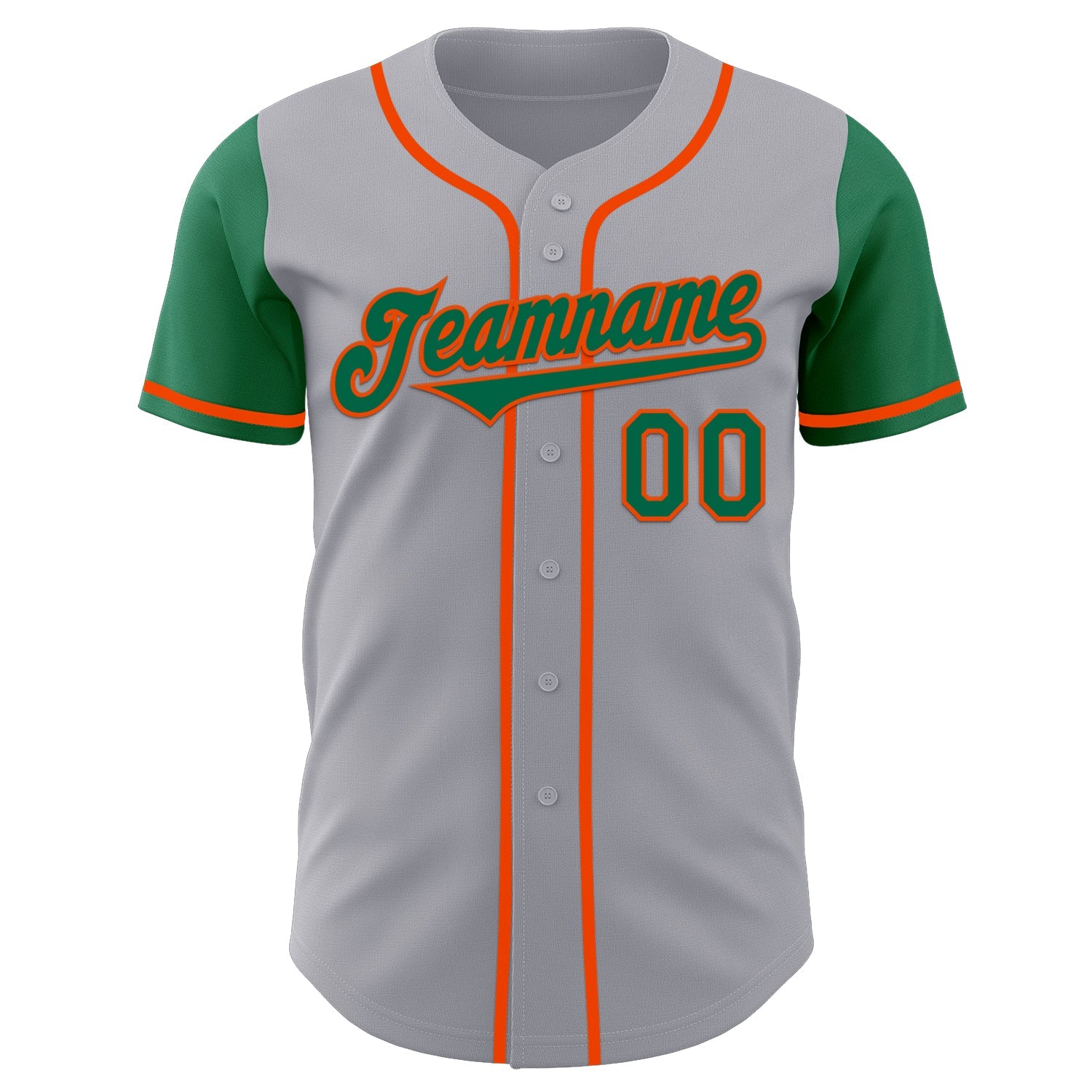 Custom Gray Kelly Green-Orange Authentic Two Tone Baseball Jersey view 2