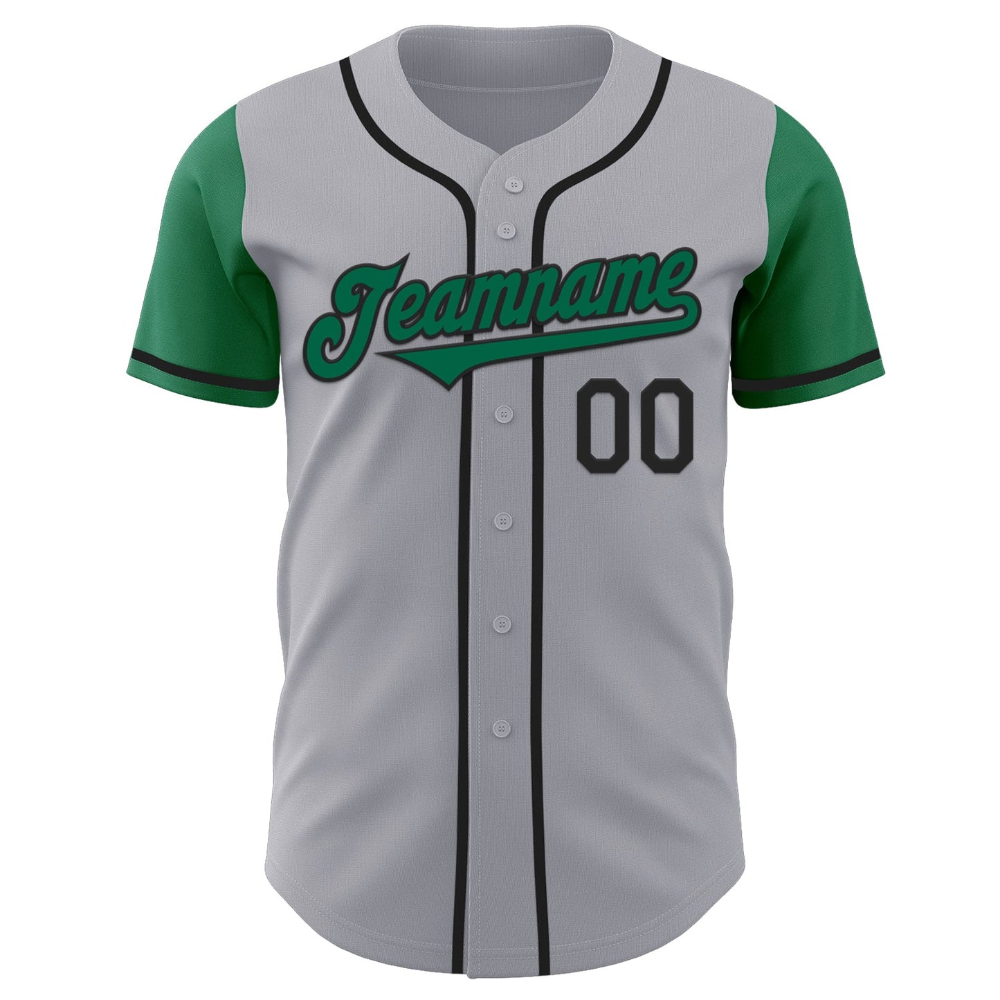 Custom Gray Kelly Green-Black Authentic Two Tone Baseball Jersey view 2
