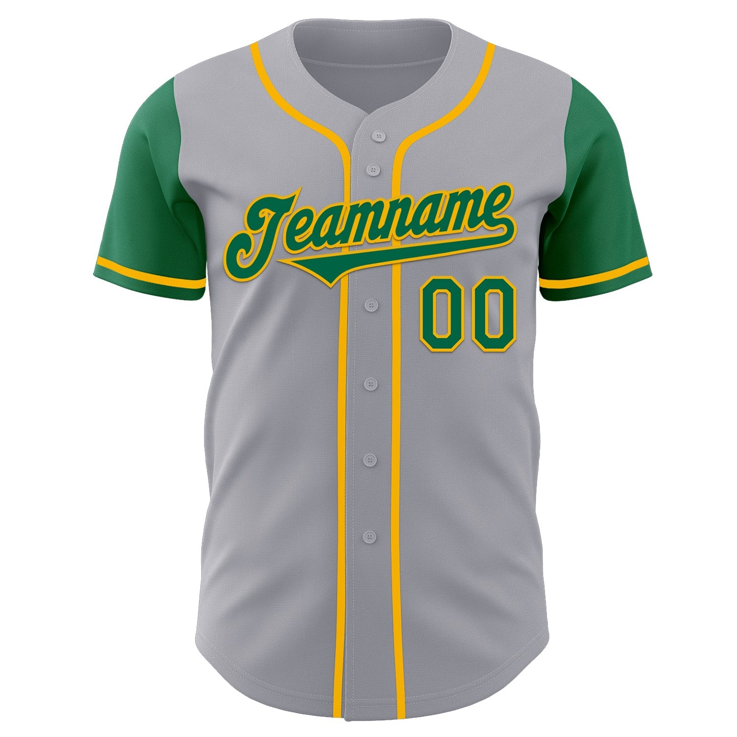 Custom Gray Kelly Green-Gold Authentic Two Tone Baseball Jersey view 2