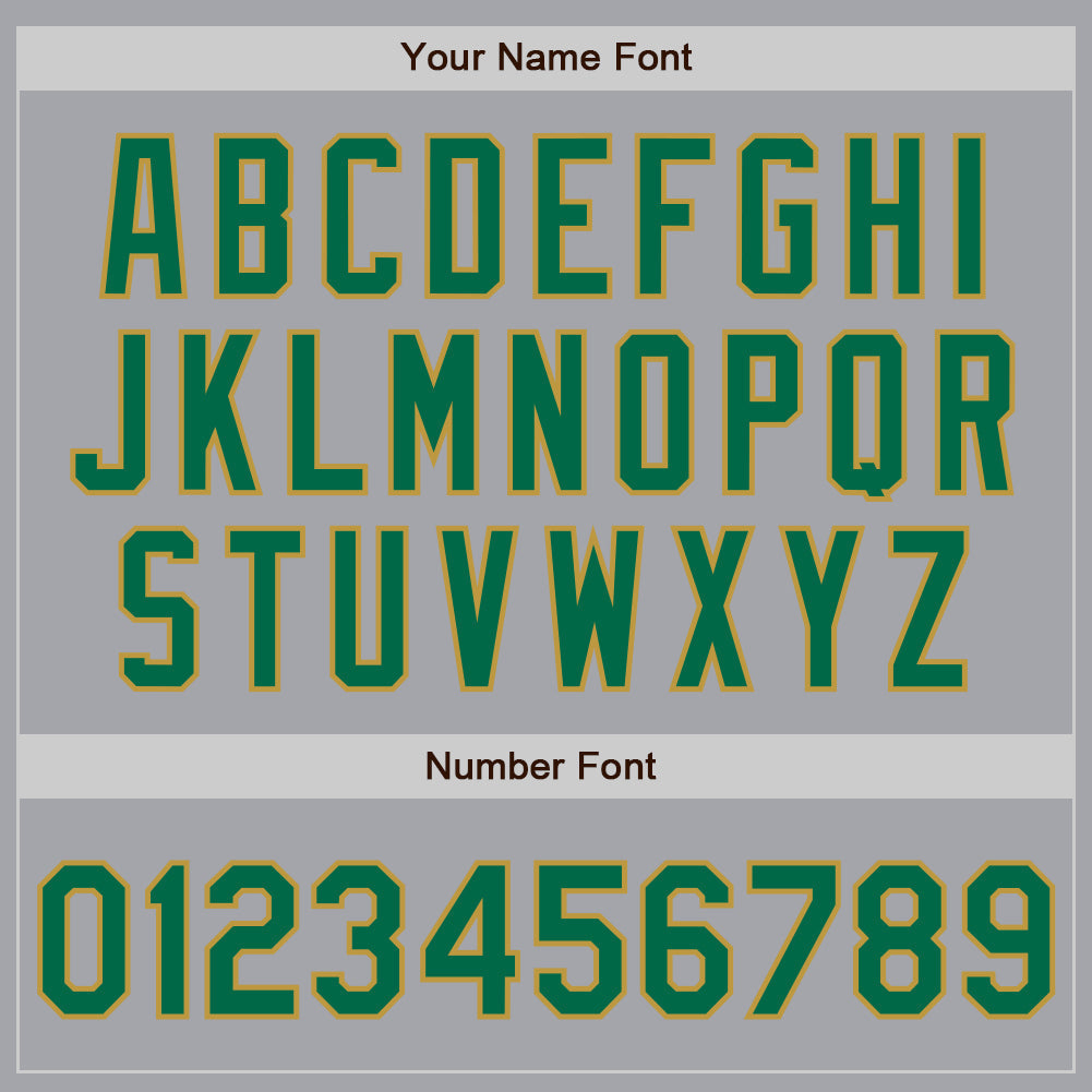 Custom Gray Kelly Green-Old Gold Authentic Two Tone Baseball Jersey view 5