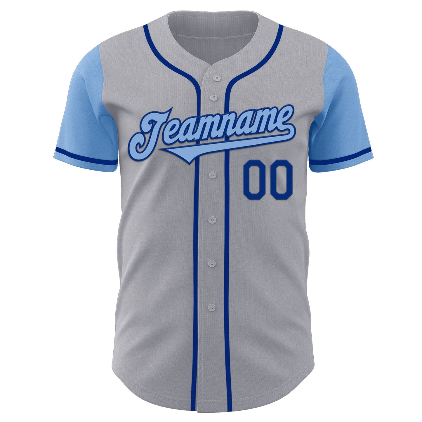 Custom Gray Light Blue-Royal Authentic Two Tone Baseball Jersey view 2