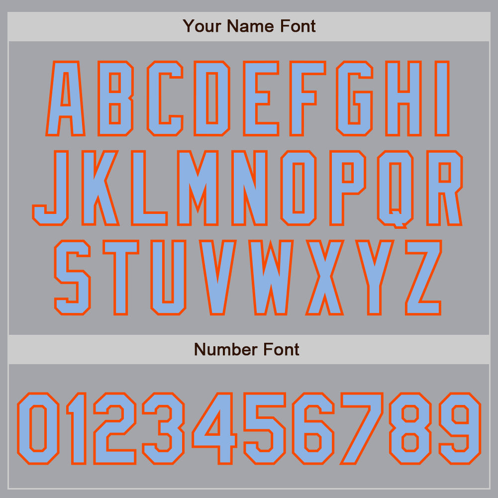 Custom Gray Light Blue-Orange Authentic Two Tone Baseball Jersey view 5