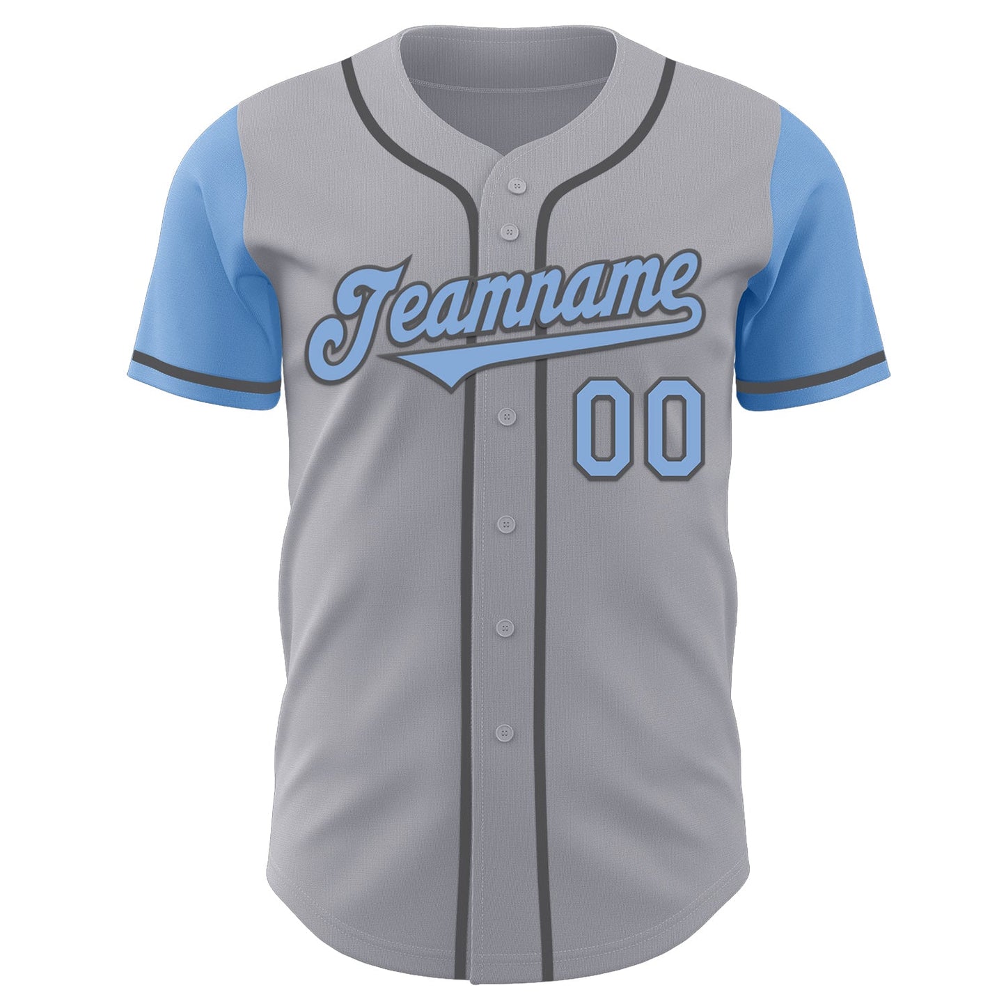Custom Gray Light Blue-Steel Gray Authentic Two Tone Baseball Jersey view 2