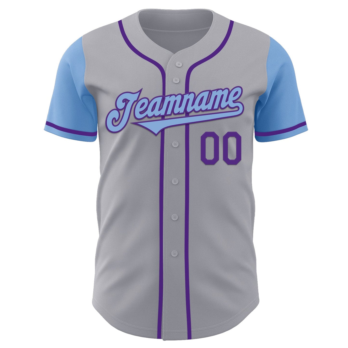 Custom Gray Light Blue-Purple Authentic Two Tone Baseball Jersey view 2