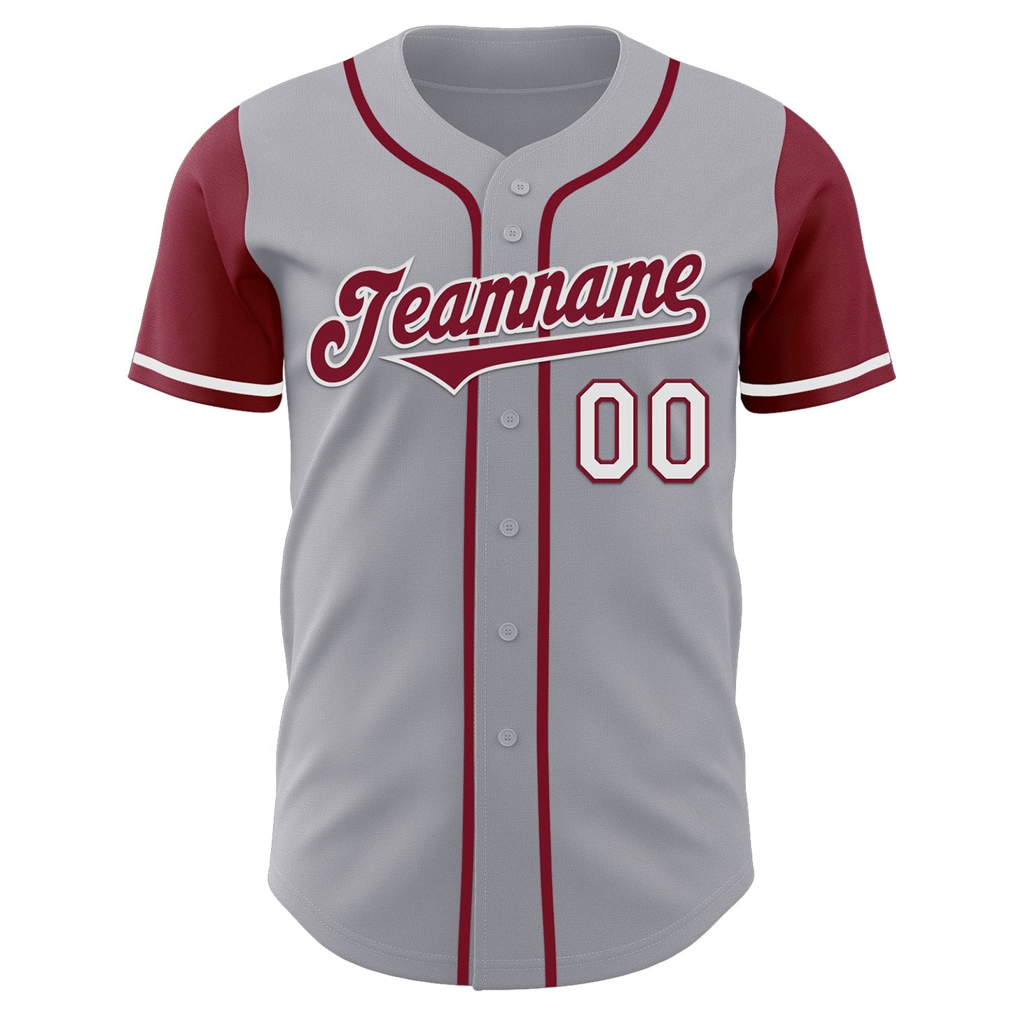 Custom Gray Crimson-White Authentic Two Tone Baseball Jersey view 2