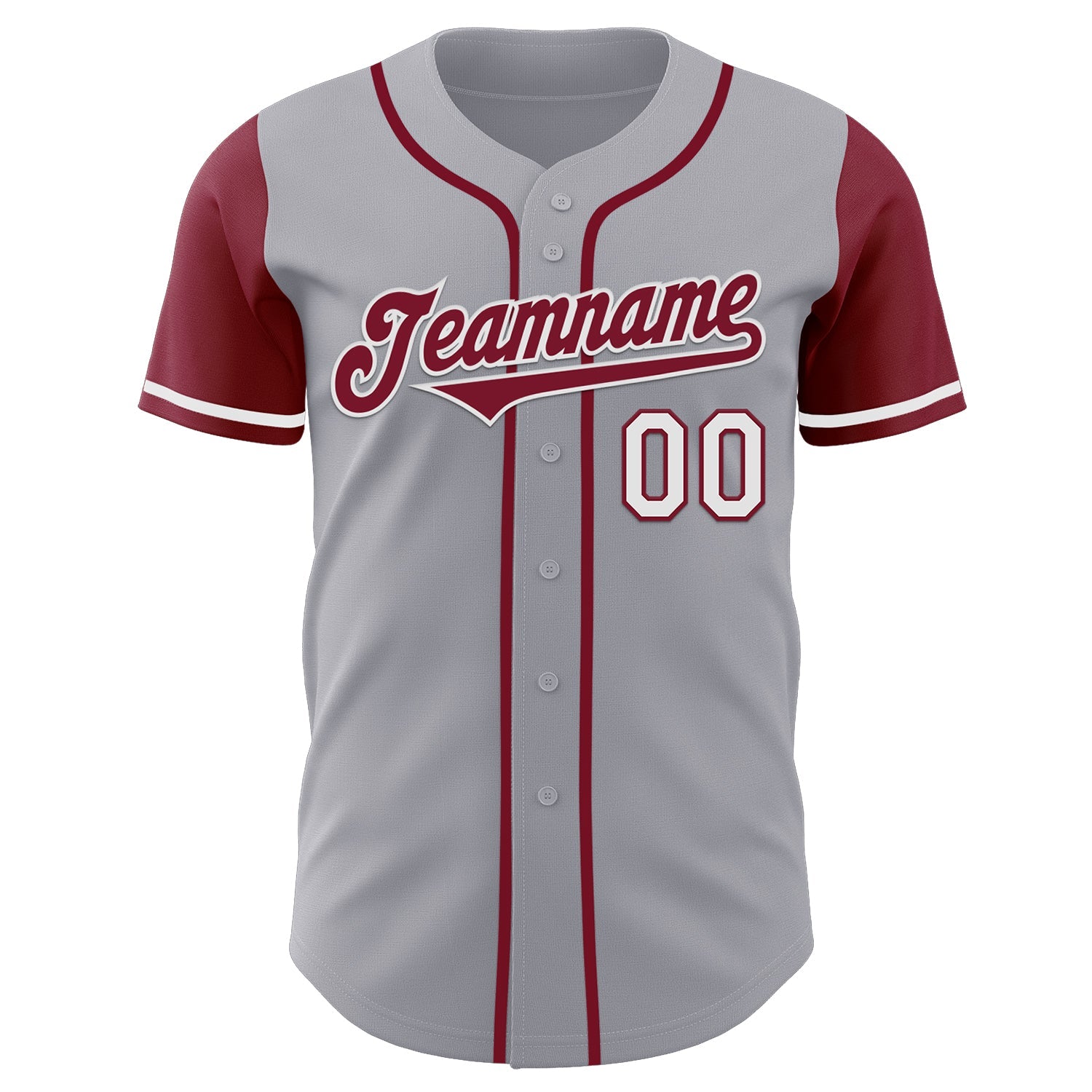 Custom Gray Crimson-White Authentic Two Tone Baseball Jersey view 2