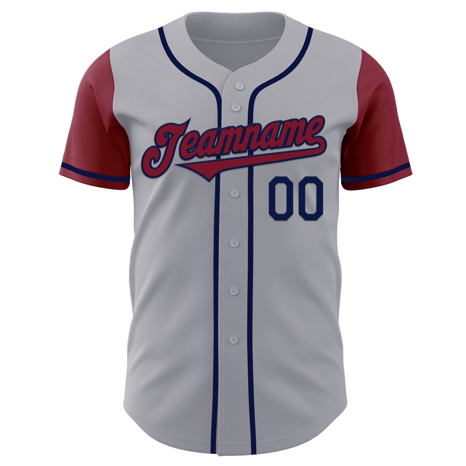 Custom Gray Crimson-Navy Authentic Two Tone Baseball Jersey view 2