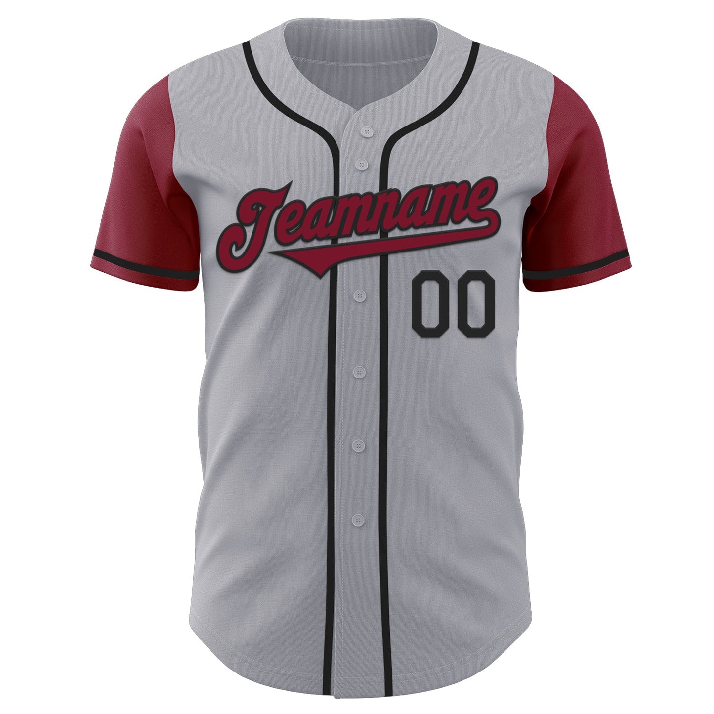 Custom Gray Crimson-Black Authentic Two Tone Baseball Jersey view 2