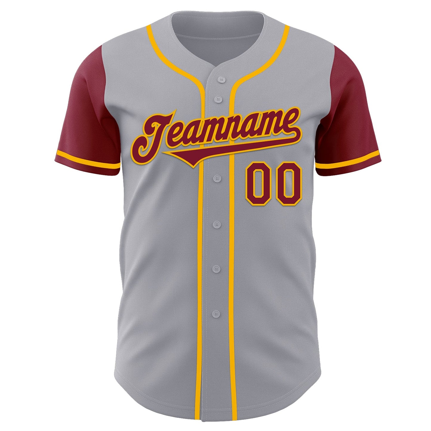 Custom Gray Crimson-Gold Authentic Two Tone Baseball Jersey view 2