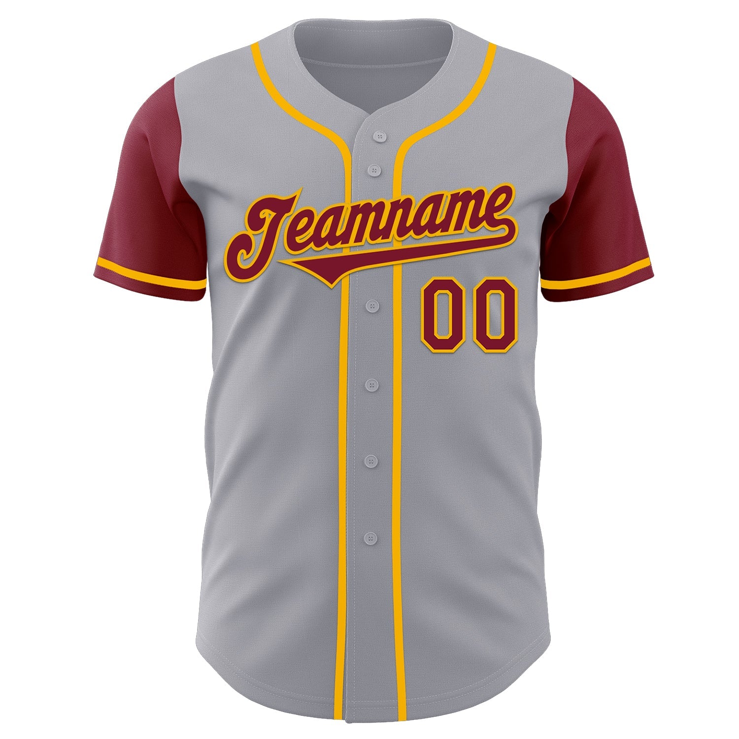 Custom Gray Crimson-Gold Authentic Two Tone Baseball Jersey view 2