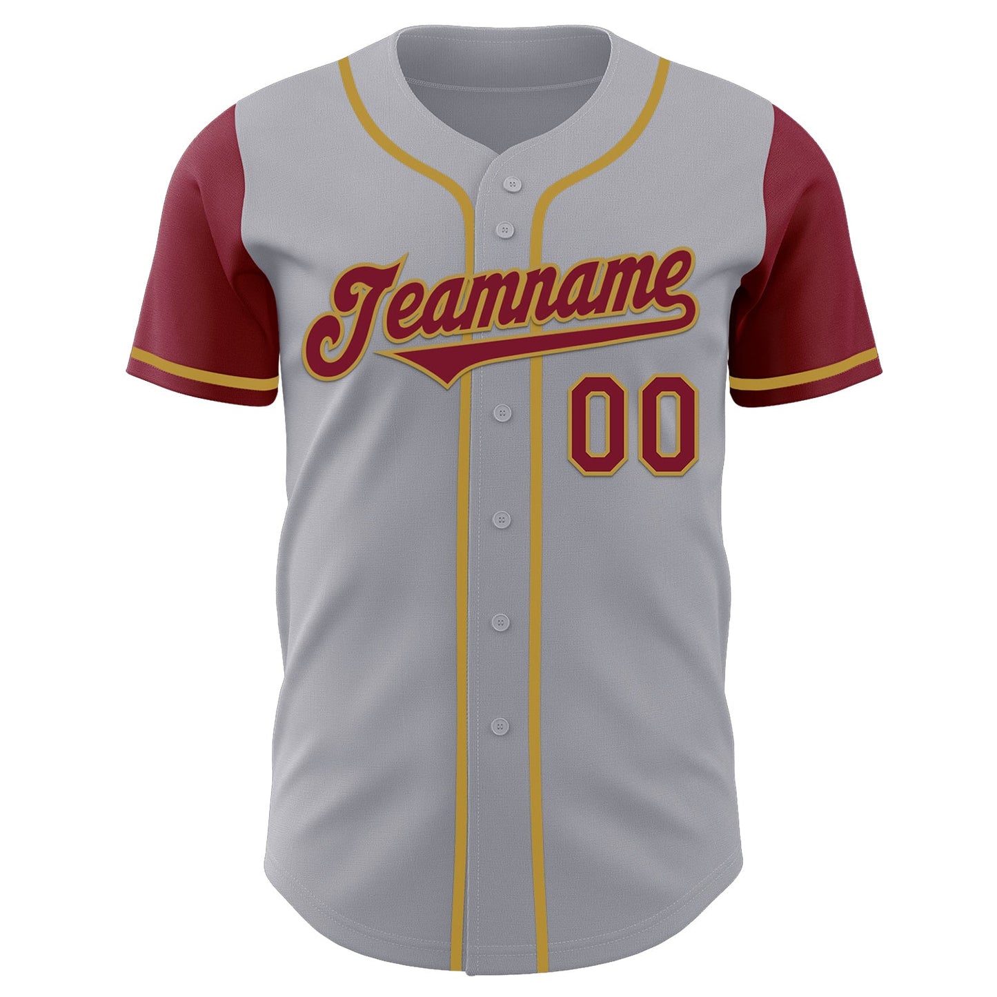 Custom Gray Crimson-Old Gold Authentic Two Tone Baseball Jersey view 2