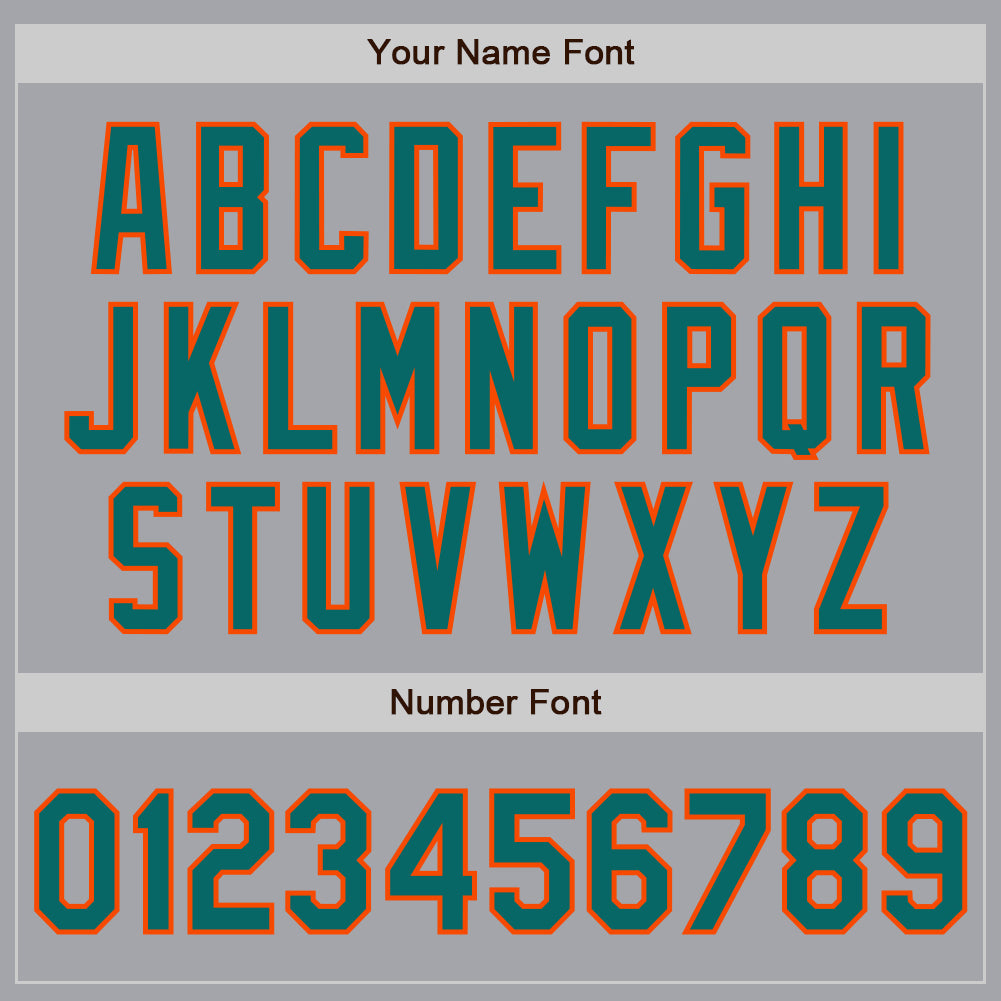 Custom Gray Teal-Orange Authentic Two Tone Baseball Jersey view 5