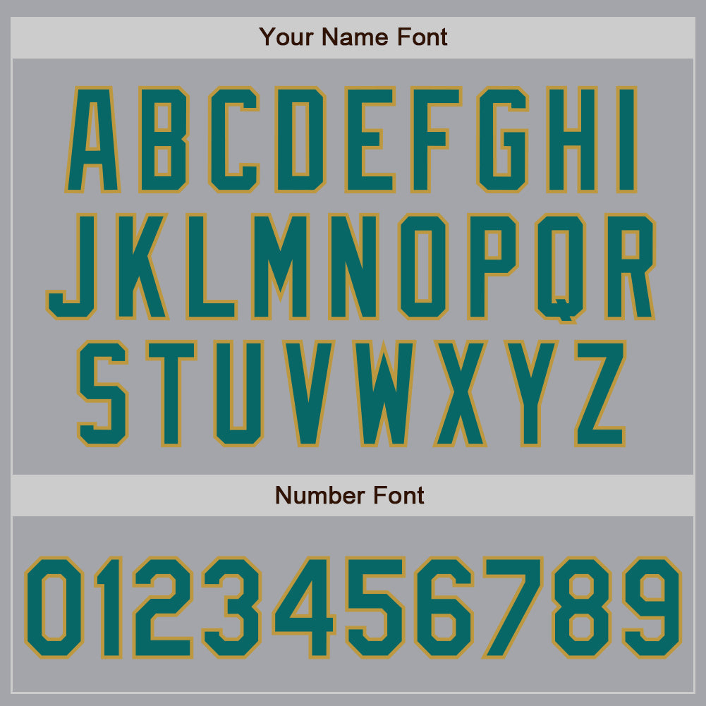 Custom Gray Teal-Old Gold Authentic Two Tone Baseball Jersey view 5