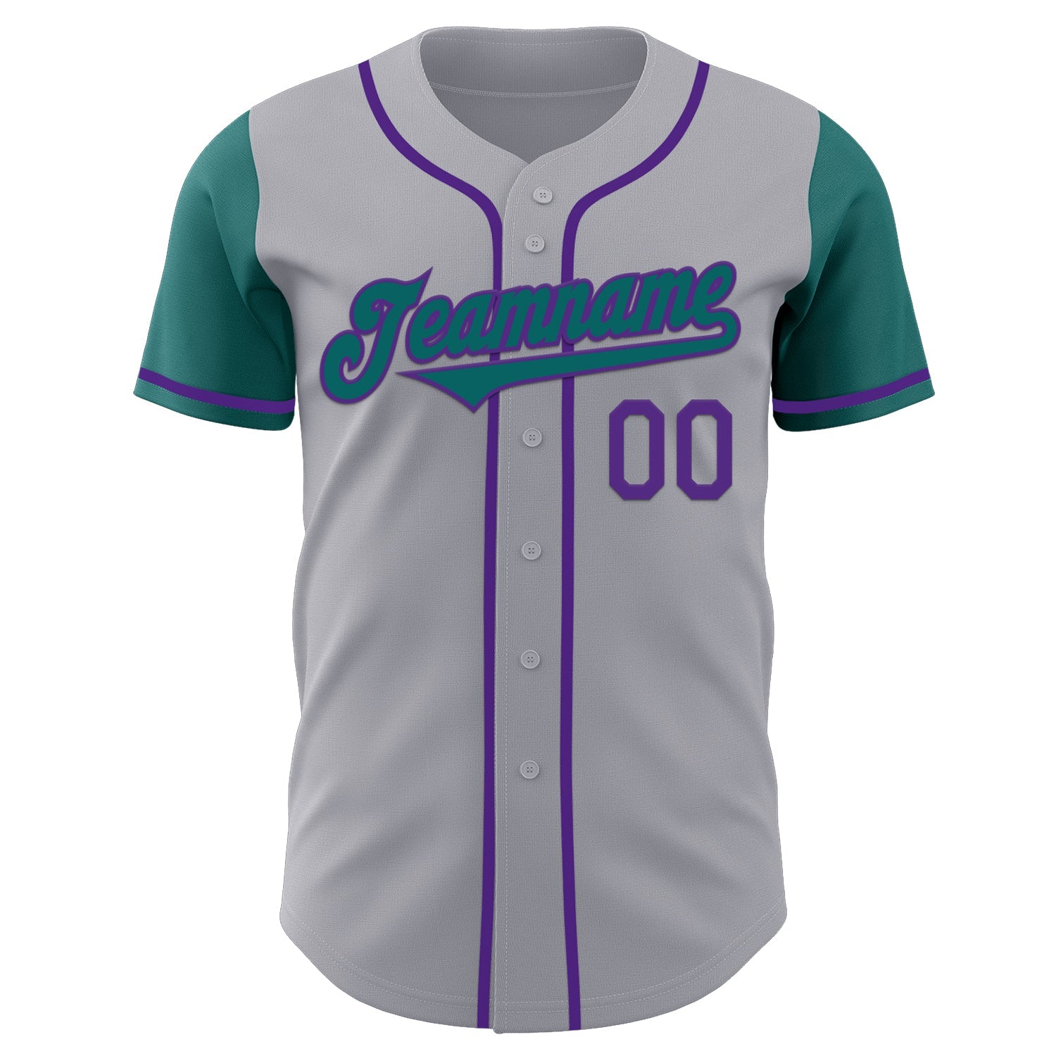Custom Gray Teal-Purple Authentic Two Tone Baseball Jersey view 2