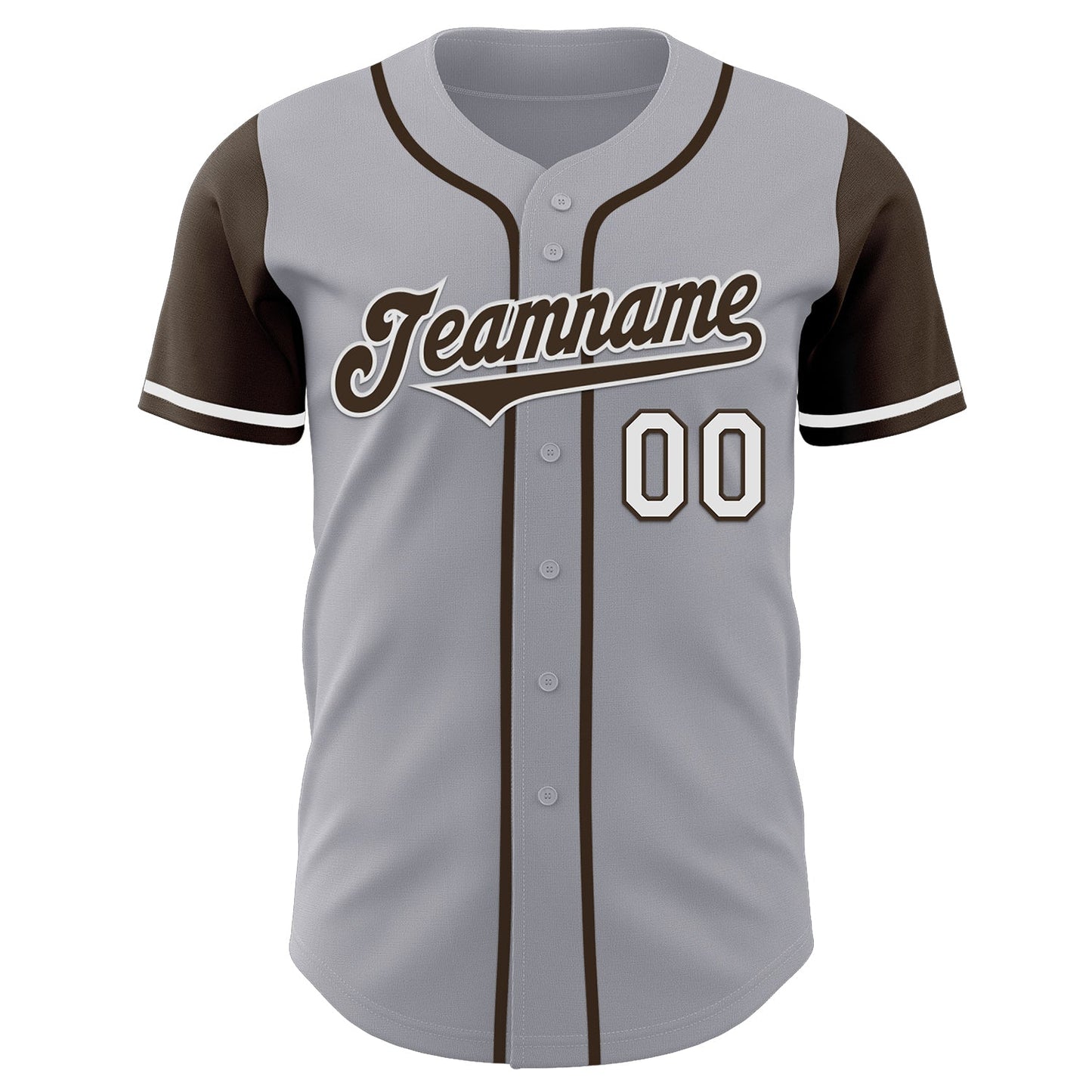 Custom Gray Brown-White Authentic Two Tone Baseball Jersey view 2