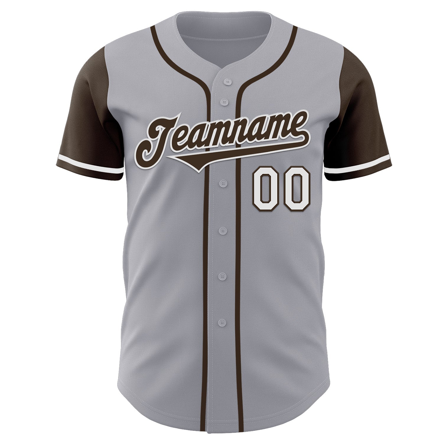 Custom Gray Brown-White Authentic Two Tone Baseball Jersey view 2