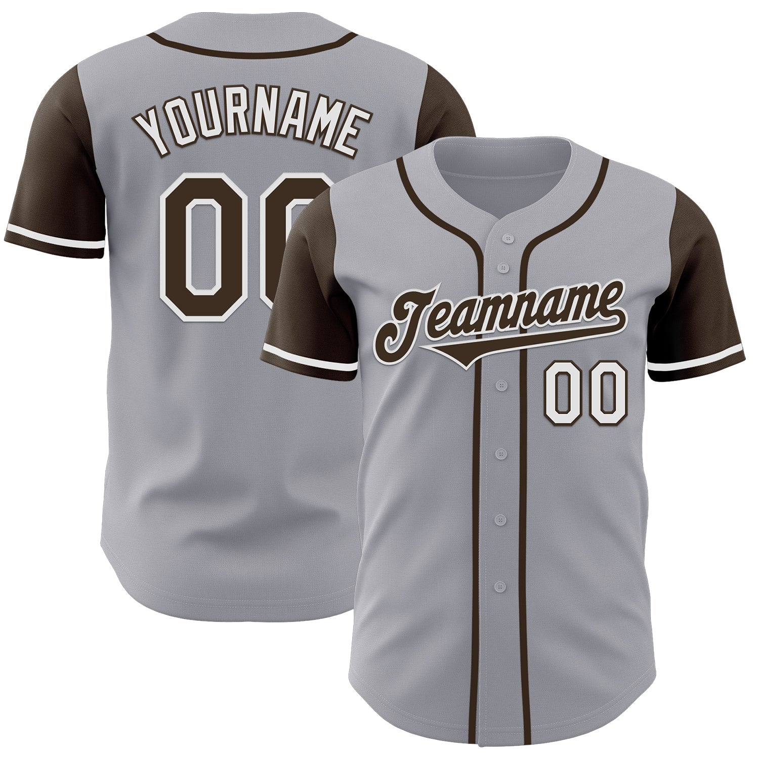 Custom Gray Brown-White Authentic Two Tone Baseball Jersey - Main View