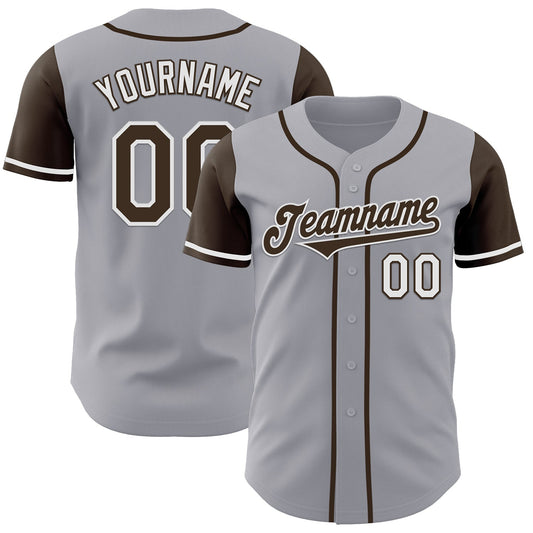 Custom Gray Brown-White Authentic Two Tone Baseball Jersey - Main View
