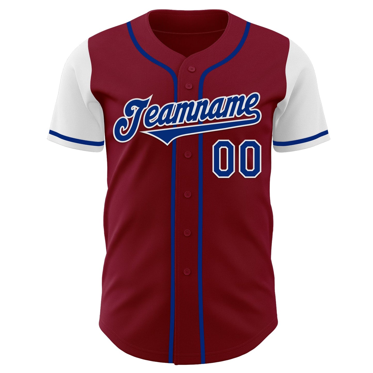 Custom Crimson Royal-White Authentic Two Tone Baseball Jersey view 2