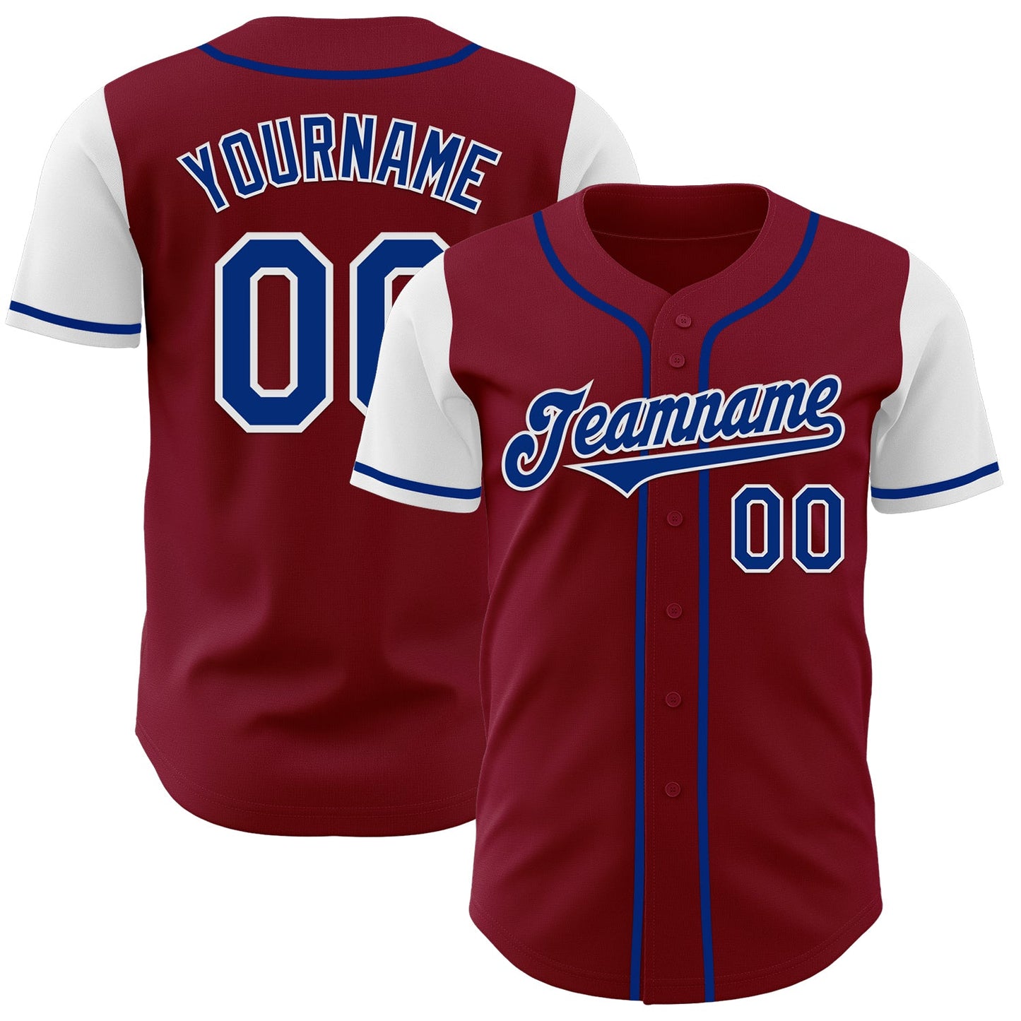 Custom Crimson Royal-White Authentic Two Tone Baseball Jersey - Main View