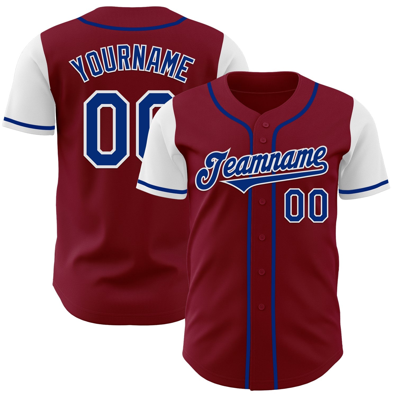 Custom Crimson Royal-White Authentic Two Tone Baseball Jersey - Main View