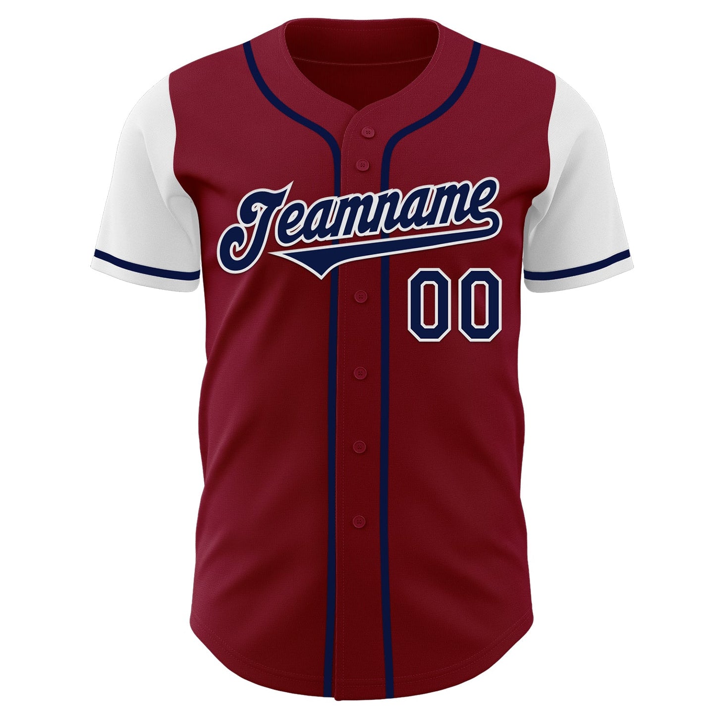Custom Crimson Navy-White Authentic Two Tone Baseball Jersey view 2