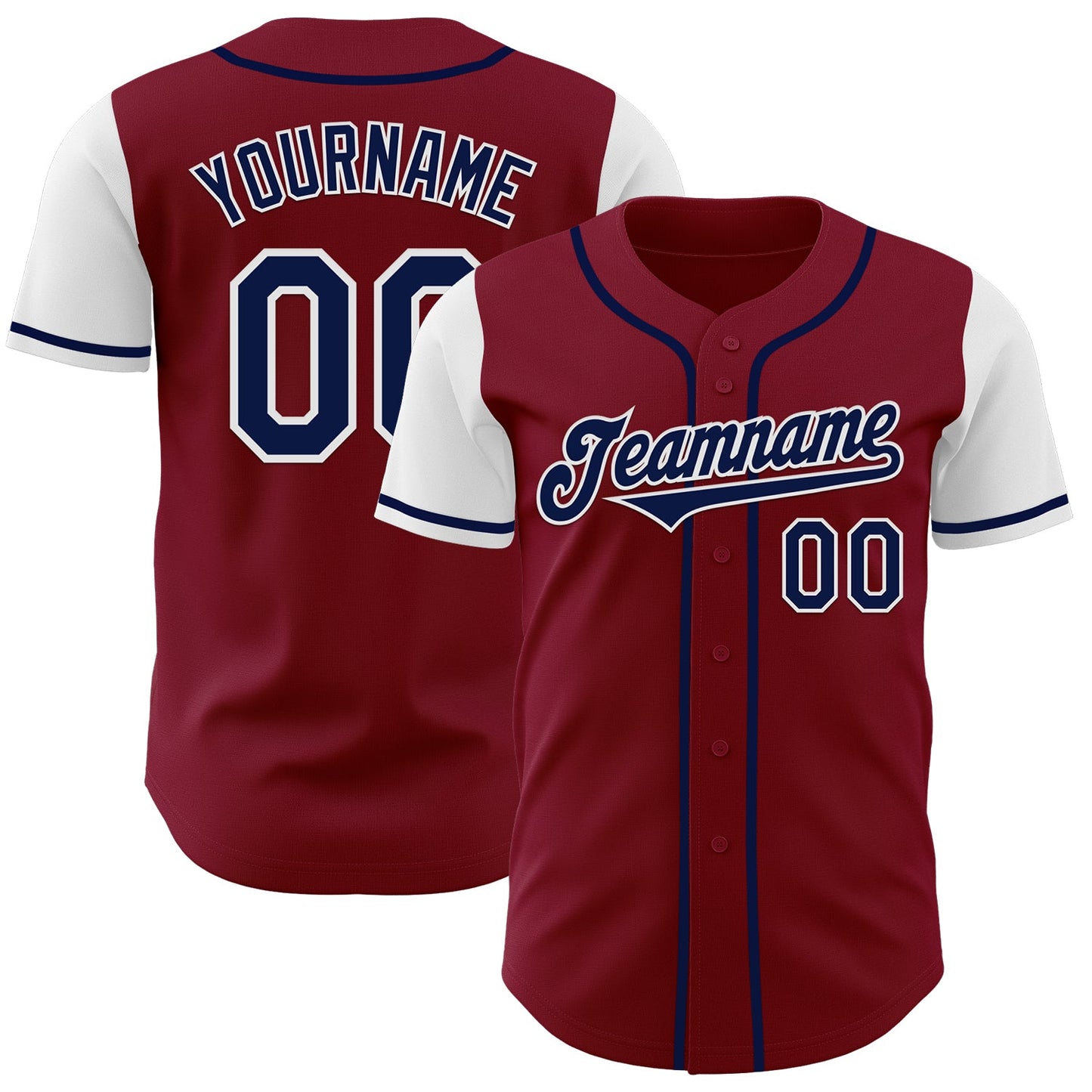 Custom Crimson Navy-White Authentic Two Tone Baseball Jersey - Main View