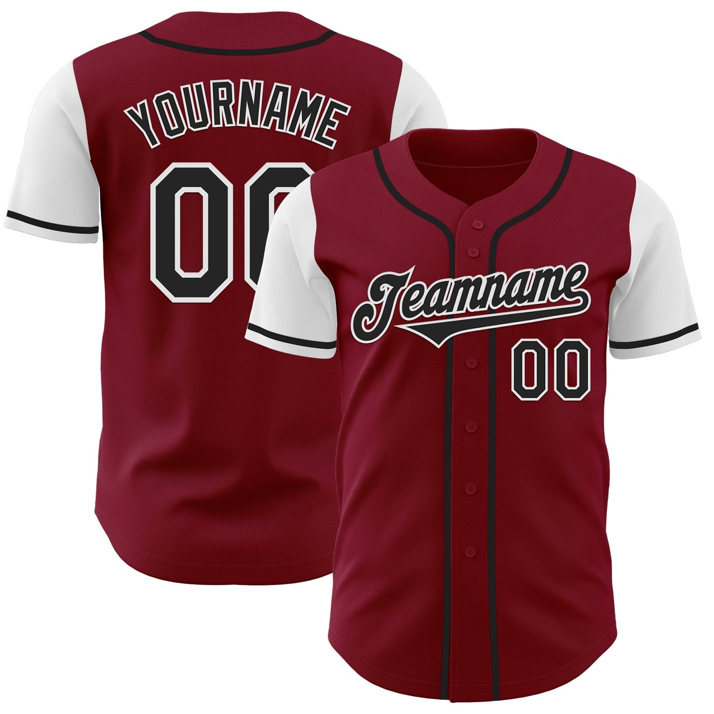 Custom Crimson Black-White Authentic Two Tone Baseball Jersey - Main View