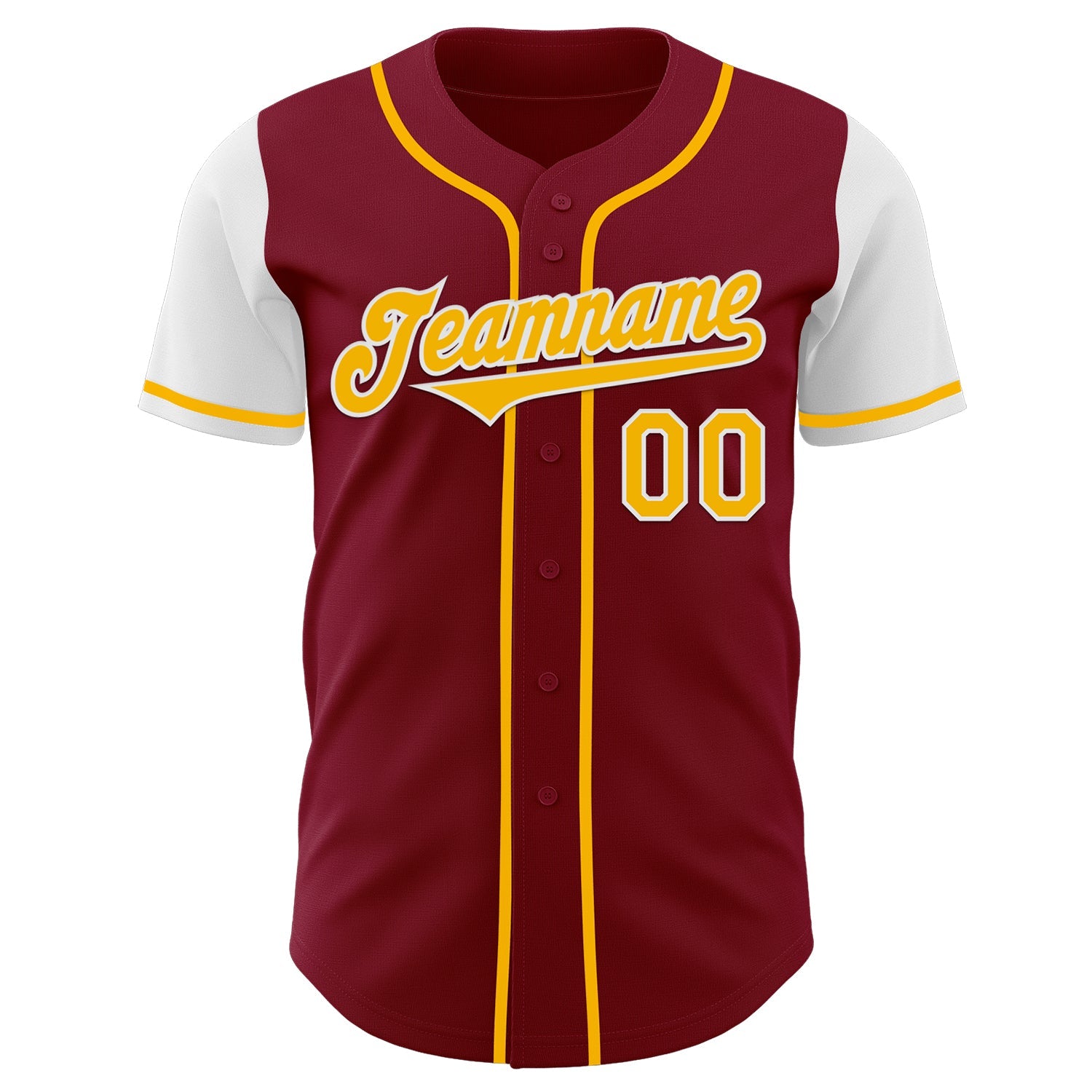 Custom Crimson Gold-White Authentic Two Tone Baseball Jersey view 2