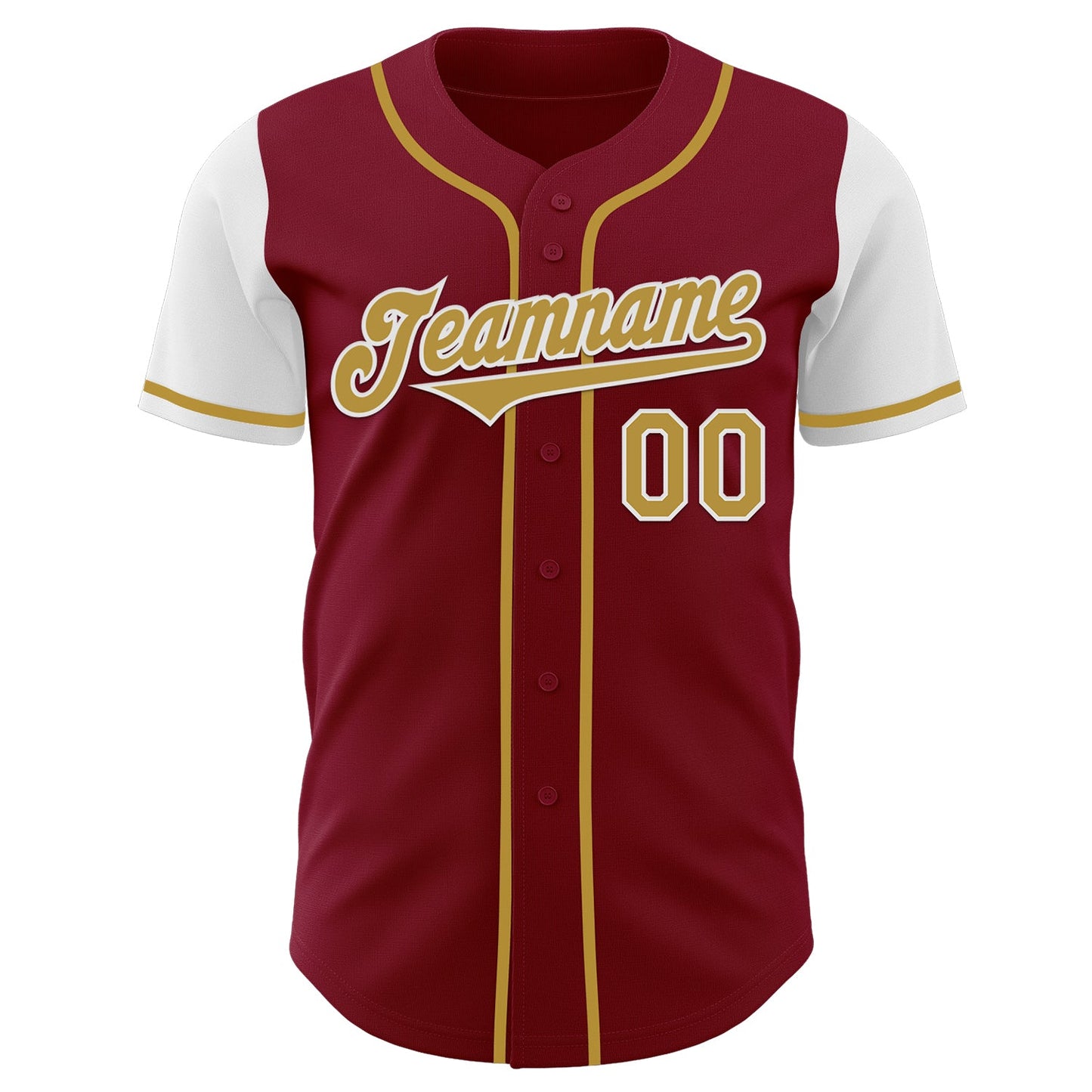 Custom Crimson Old Gold-White Authentic Two Tone Baseball Jersey view 2