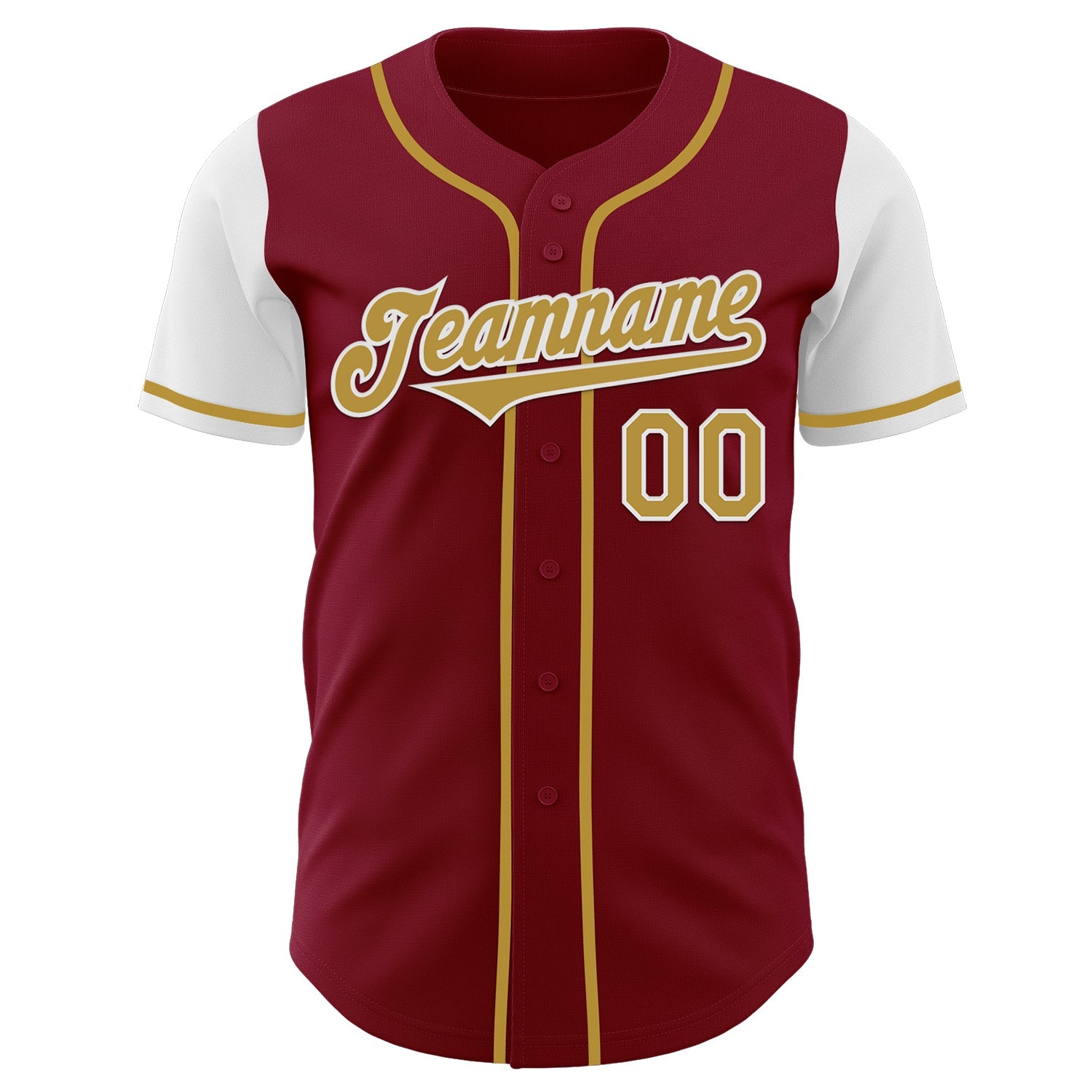 Custom Crimson Old Gold-White Authentic Two Tone Baseball Jersey view 2