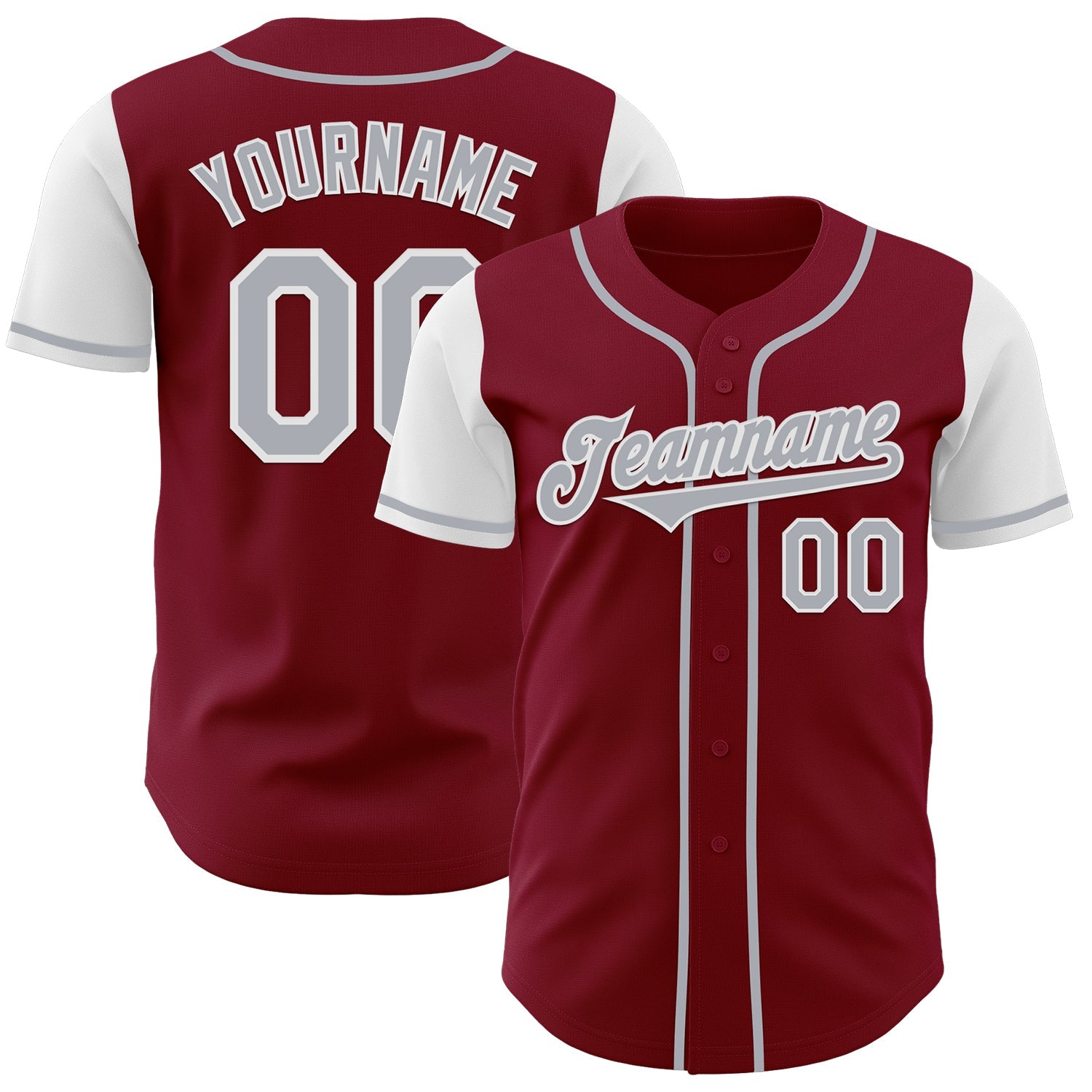 Custom Crimson Gray-White Authentic Two Tone Baseball Jersey - Main View