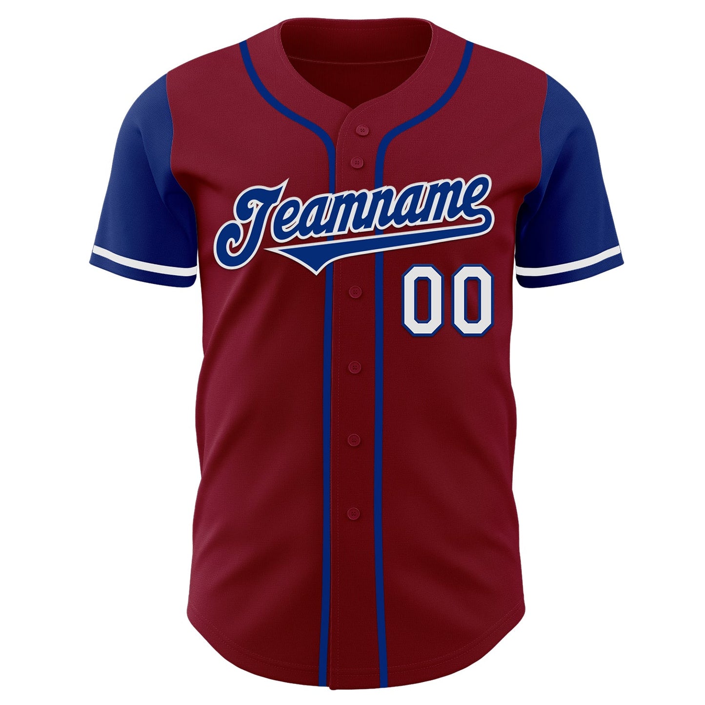 Custom Crimson Royal-White Authentic Two Tone Baseball Jersey view 2