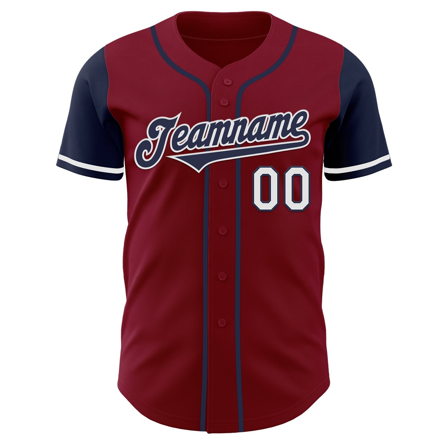 Custom Crimson Navy-White Authentic Two Tone Baseball Jersey view 2