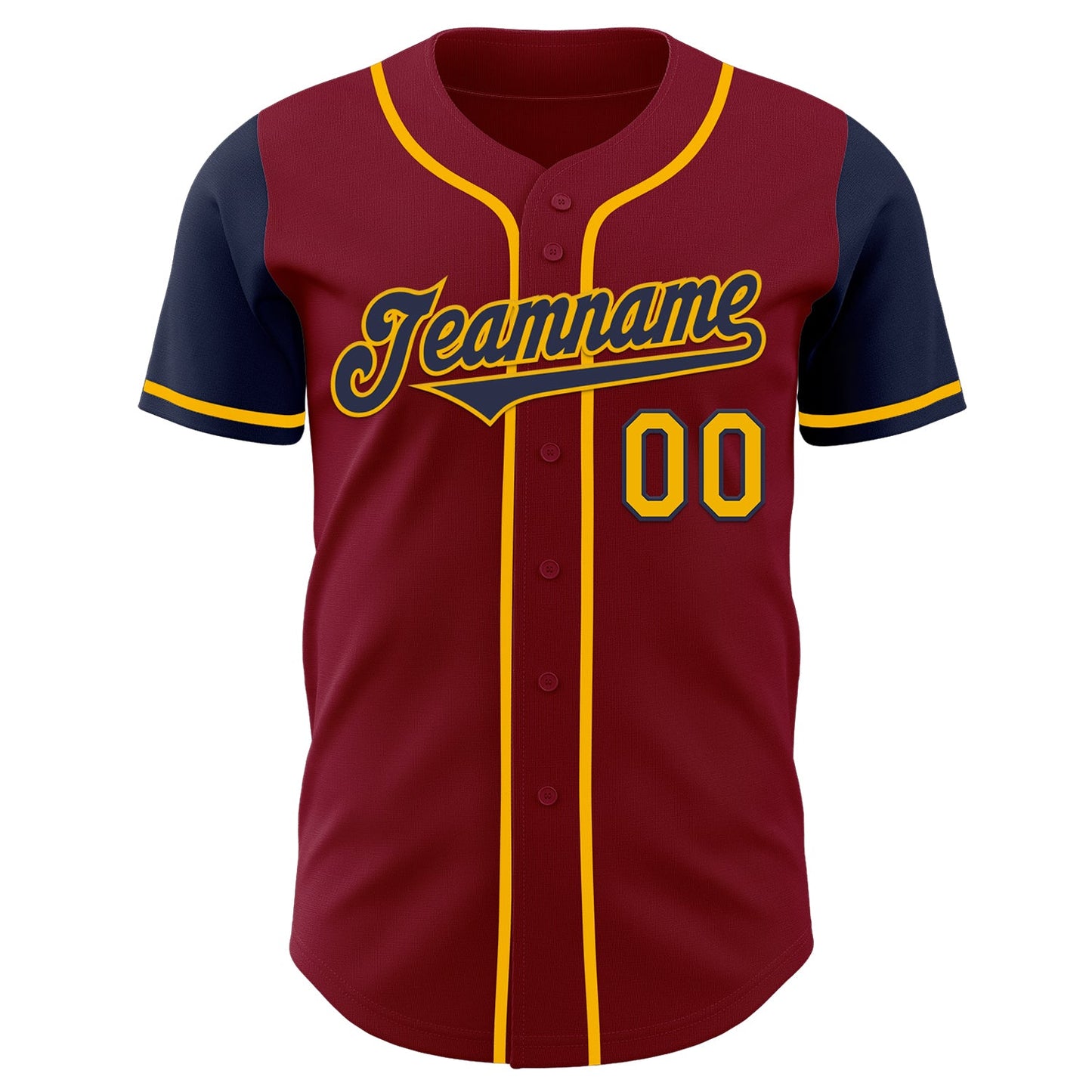 Custom Crimson Navy-Gold Authentic Two Tone Baseball Jersey view 2