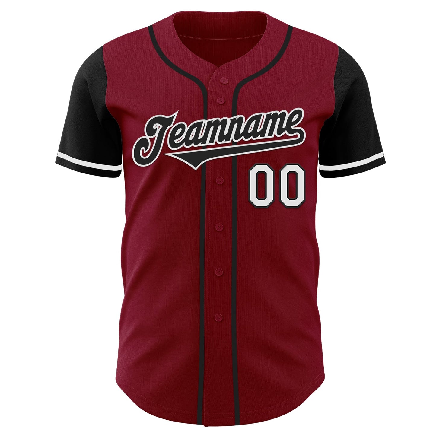 Custom Crimson Black-White Authentic Two Tone Baseball Jersey view 2