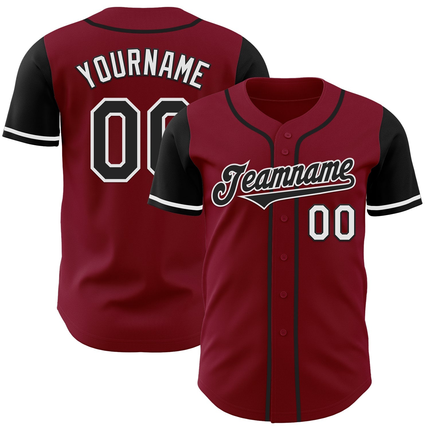 Custom Crimson Black-White Authentic Two Tone Baseball Jersey - Main View