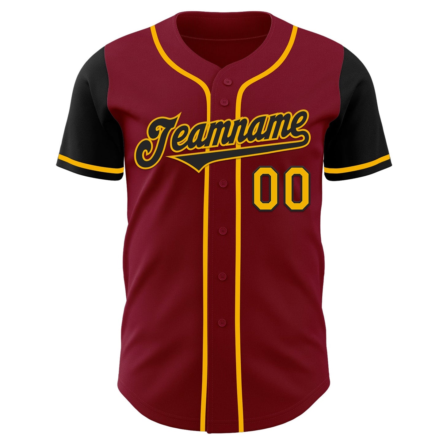 Custom Crimson Black-Gold Authentic Two Tone Baseball Jersey view 2