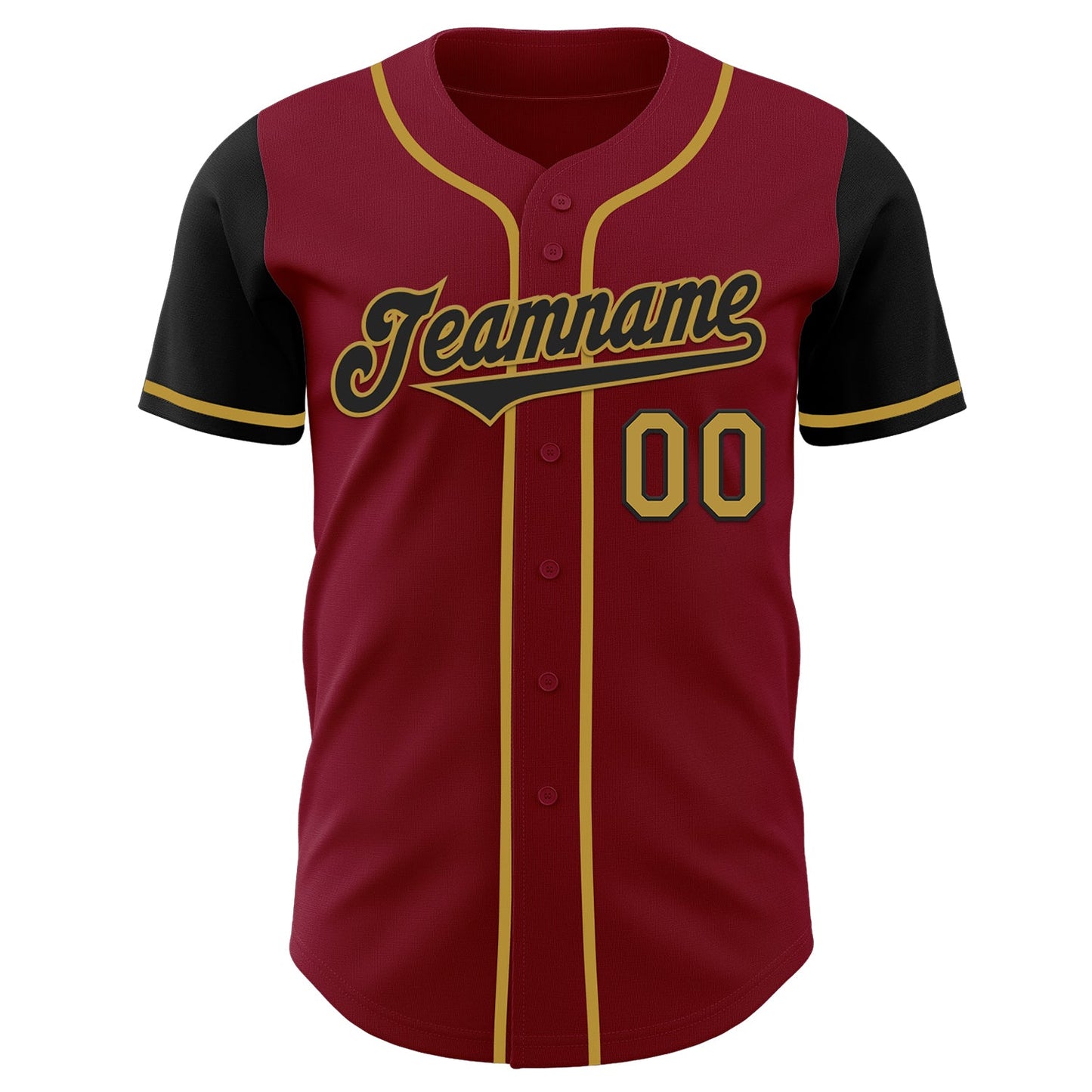 Custom Crimson Black-Old Gold Authentic Two Tone Baseball Jersey view 2