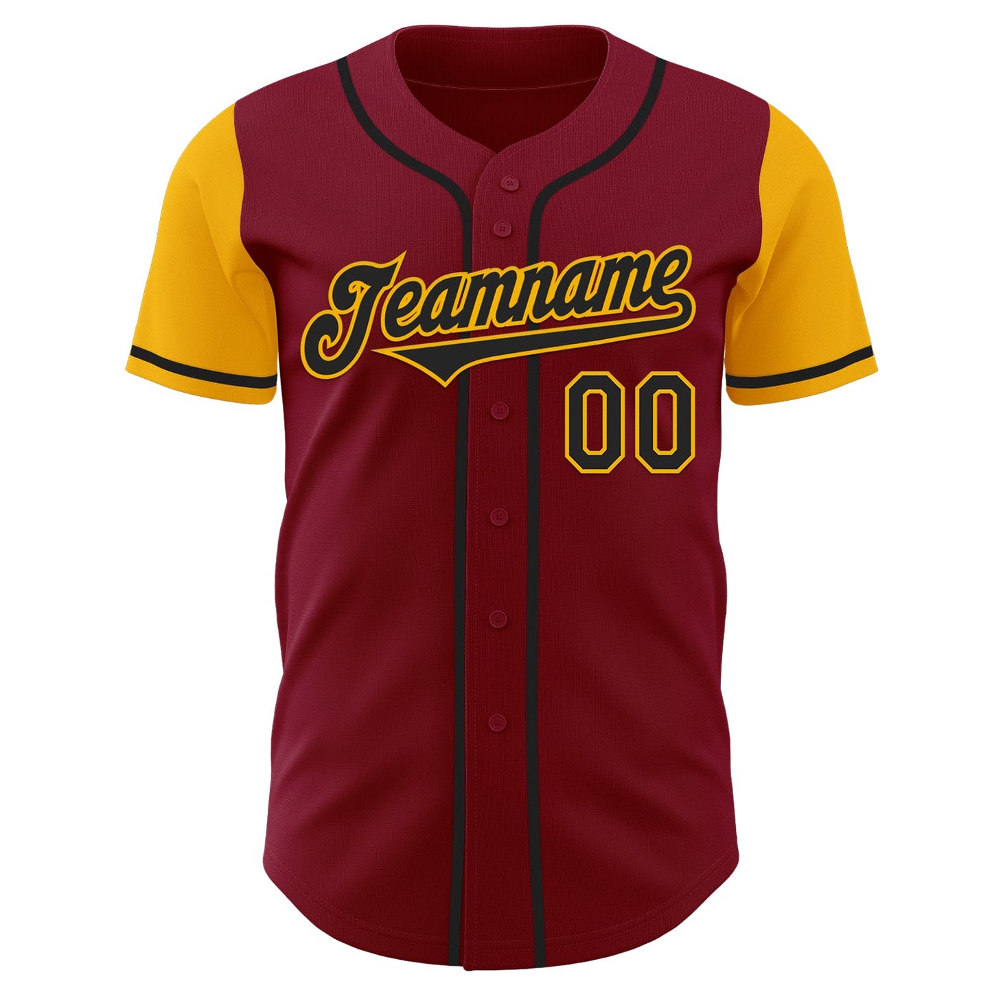 Custom Crimson Black-Gold Authentic Two Tone Baseball Jersey view 2