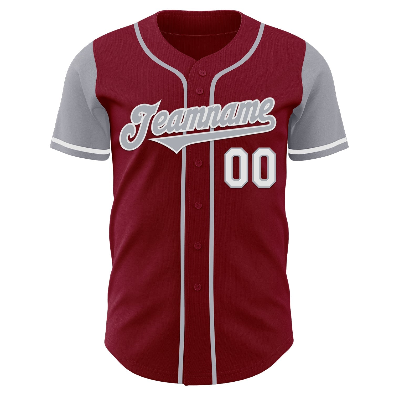 Custom Crimson Gray-White Authentic Two Tone Baseball Jersey view 2