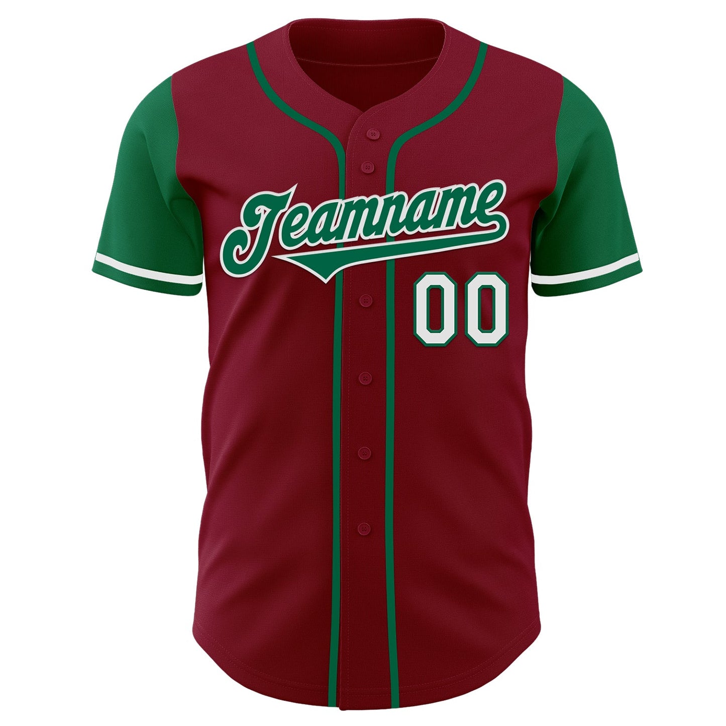 Custom Crimson Kelly Green-White Authentic Two Tone Baseball Jersey view 2