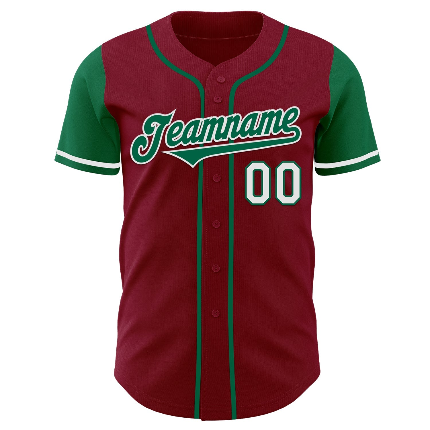 Custom Crimson Kelly Green-White Authentic Two Tone Baseball Jersey view 2