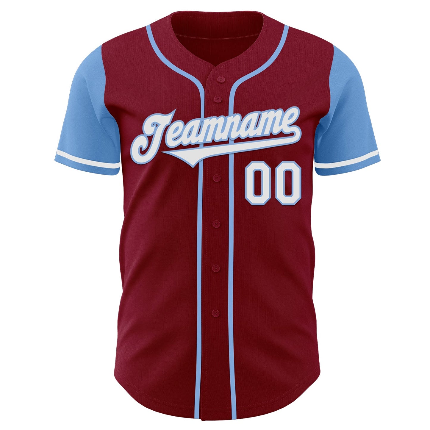 Custom Crimson White-Light Blue Authentic Two Tone Baseball Jersey view 2
