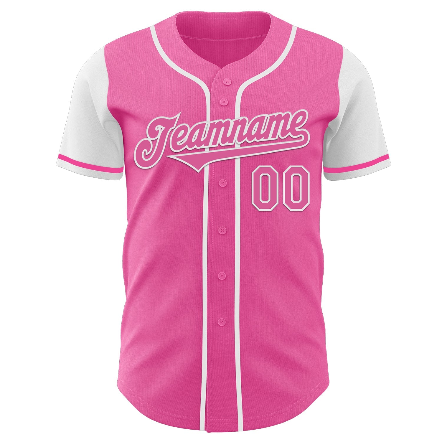 Custom Pink White Authentic Two Tone Baseball Jersey view 2