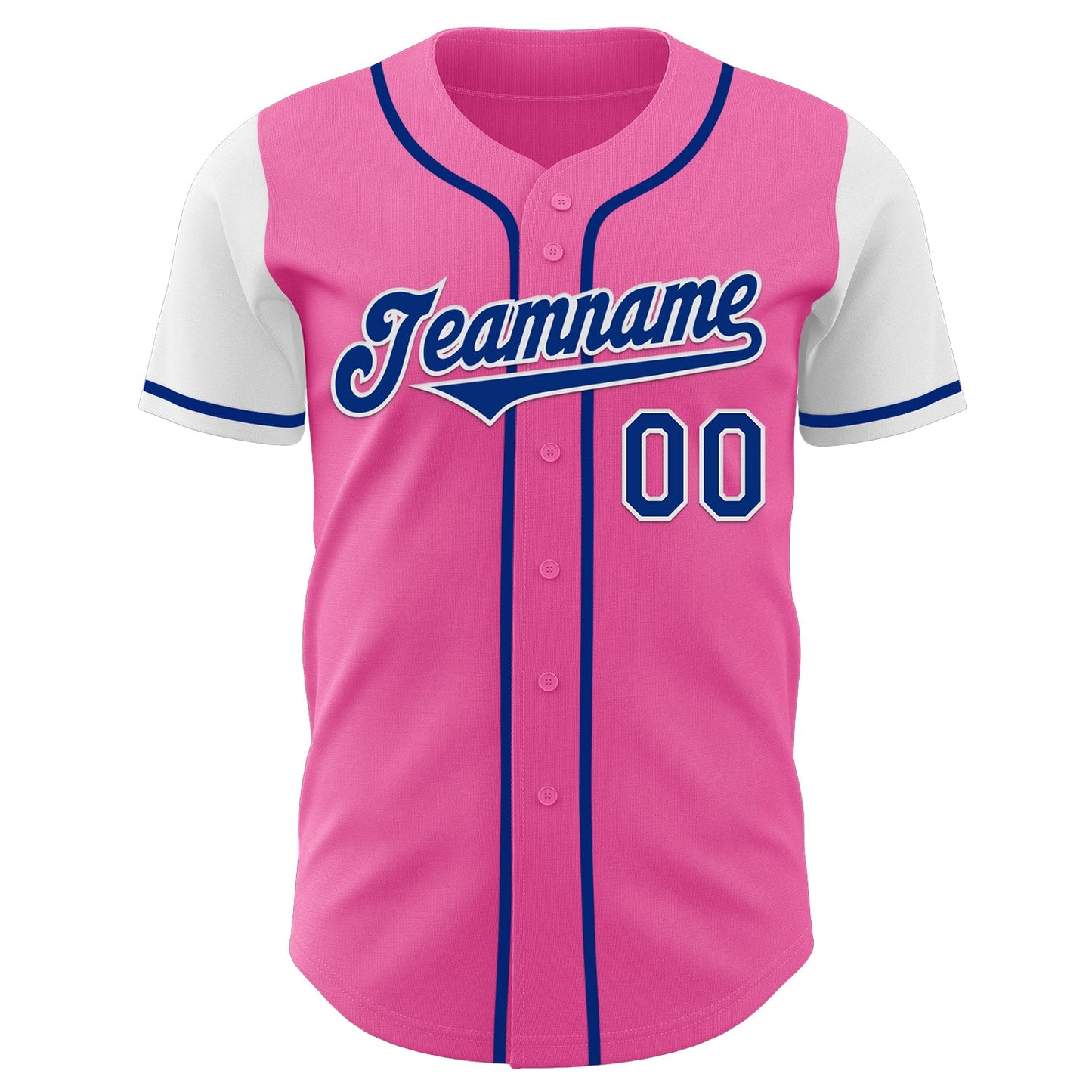 Custom Pink Royal-White Authentic Two Tone Baseball Jersey view 2