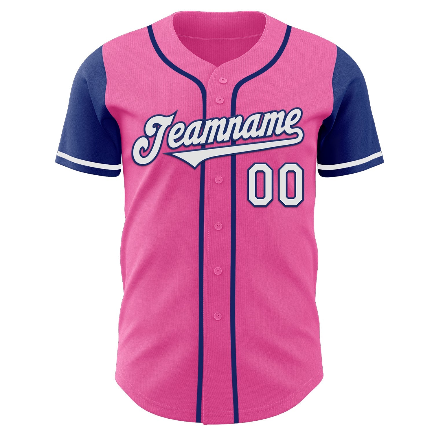 Custom Pink White-Royal Authentic Two Tone Baseball Jersey view 2
